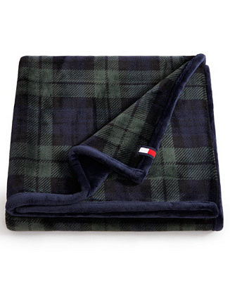 Tommy Hilfiger Printed Plush Plaid Throw, 70" x 50" - Macy's | Macy's