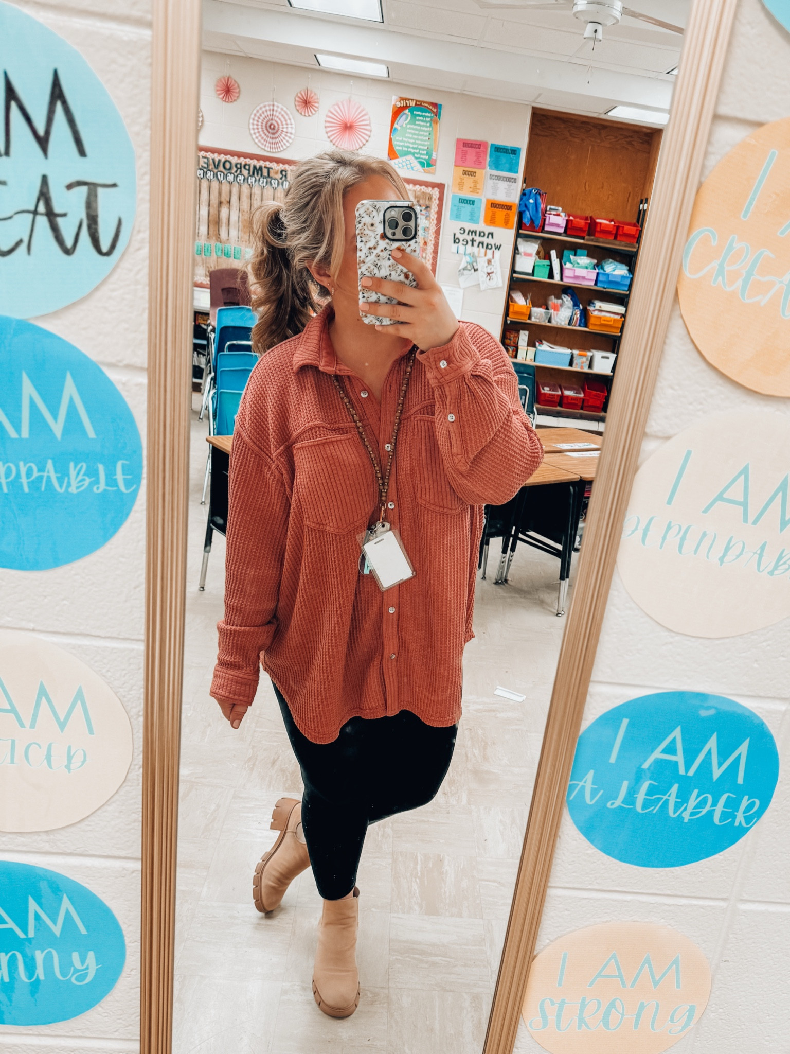 Aerie cozy oversized waffle knit pullover with front pockets - winter casual outfits - high rise black leggings - Chelsea ankle booties - cute and comfortable teacher outfits 

#LTKMidsize #LTKStyleTip #LTKFindsUnder50