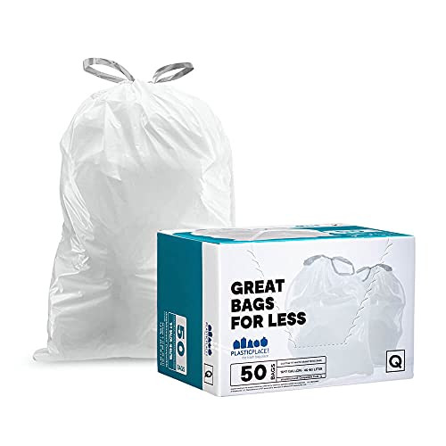 Plasticplace Custom Fit Trash Bags │ simplehuman (x) Code Q Compatible (50 Count) │ White Dra... | Amazon (US)