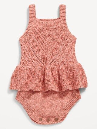 Sleeveless Sweater-Knit Peplum One-Piece Romper for Baby | Old Navy (US)