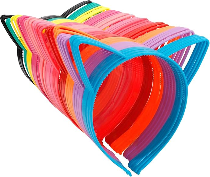 48 Pcs Cat Ears Headband Plastic Cat Ear Headbands Cat Party Favors Bulk Plastic Headbands Animal... | Amazon (US)