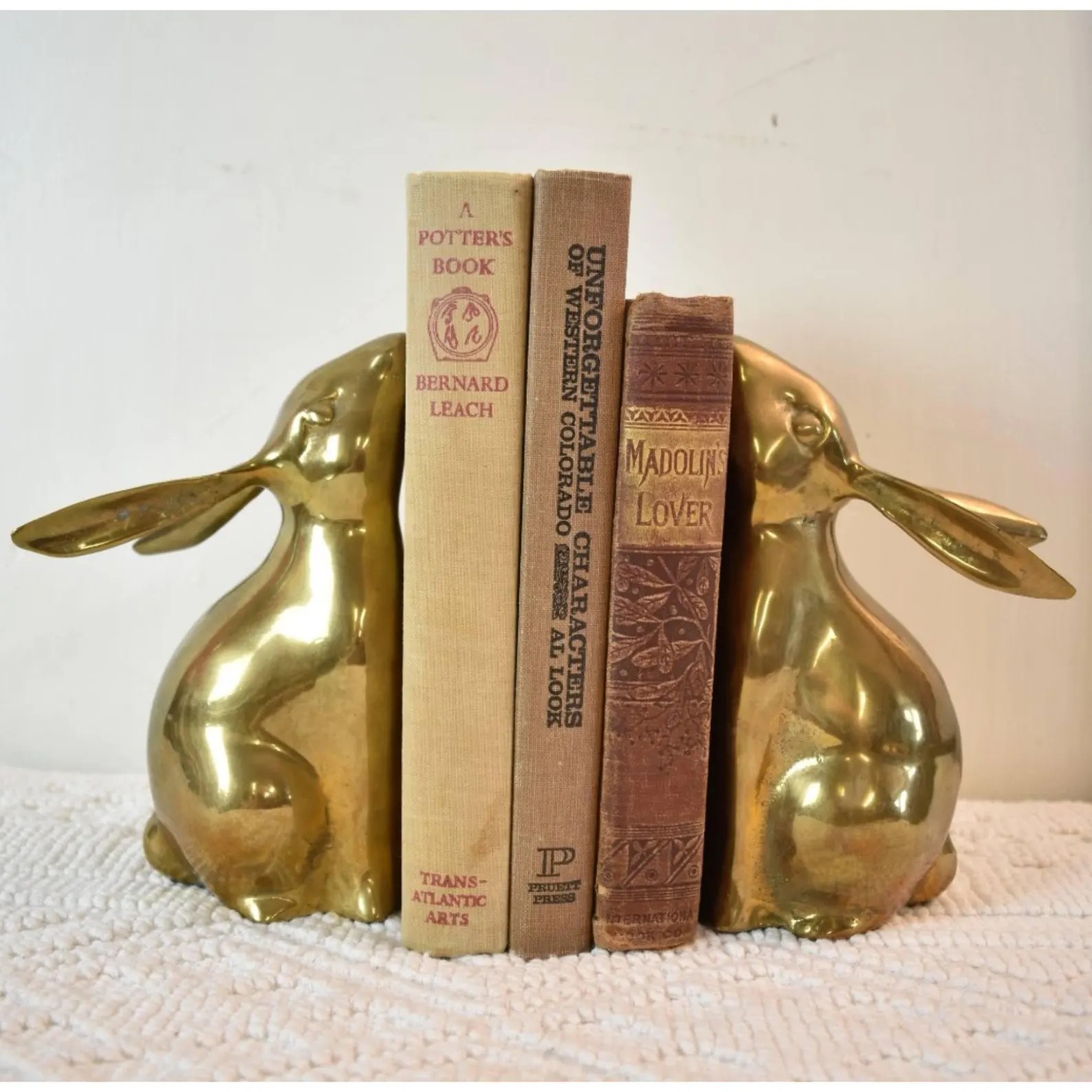 Cottagecore Vintage Rare MCM Brass Moongazing Rabbit Bookends | Etsy (US)