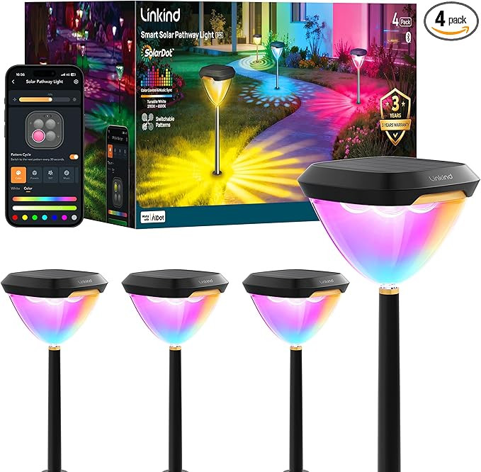 Linkind Smart Solar Pathway Lights SP6, App/Voice Control Solar Lights Outdoor Waterproof, 43+ Pr... | Amazon (US)