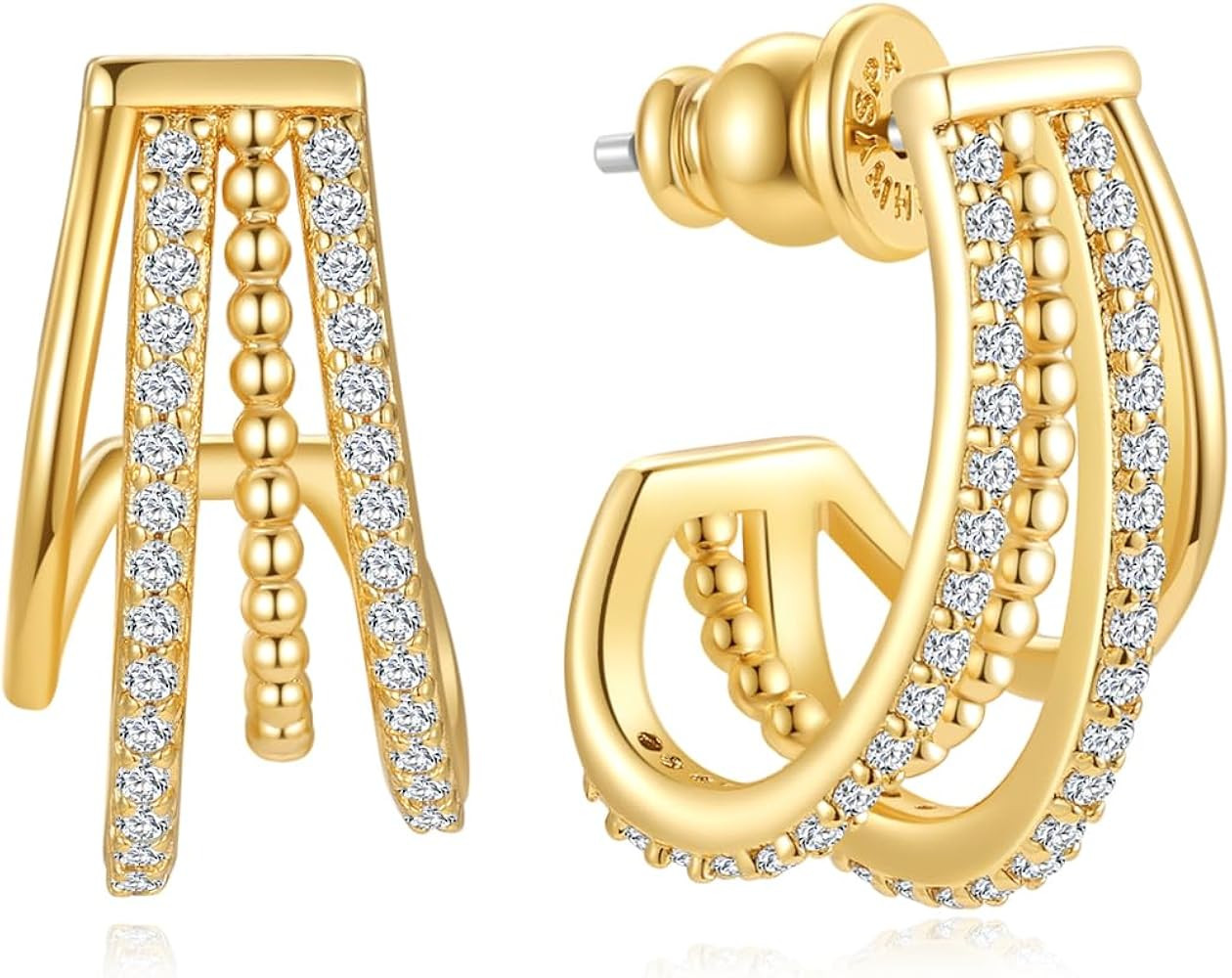 14K Gold Plated Hoop Earrings for Women | Statement Huggie Earrings Trendy Jewelry | Amazon (US)