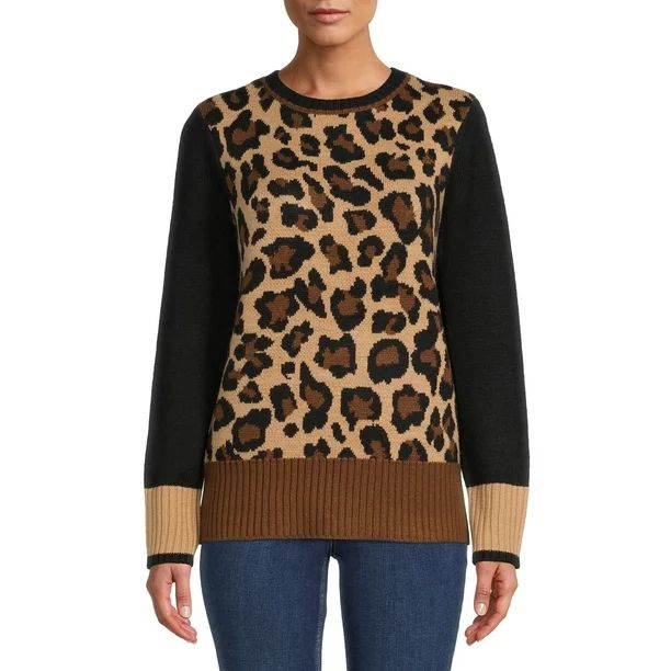 BeachLunchLounge Women's Leopard Pullover Sweater - Walmart.com | Walmart (US)