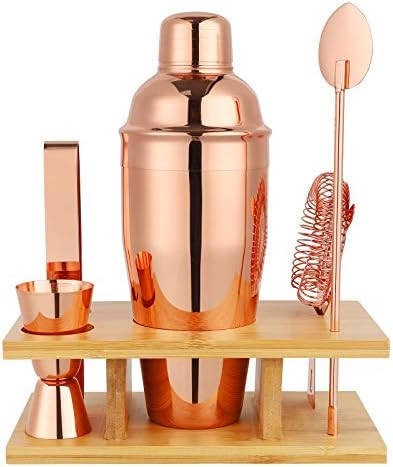 Premium Cocktail Shaker Bartender Kit - 5 Piece Bar Tool Set with Stylish Bamboo Stand, Home Bar ... | Amazon (US)