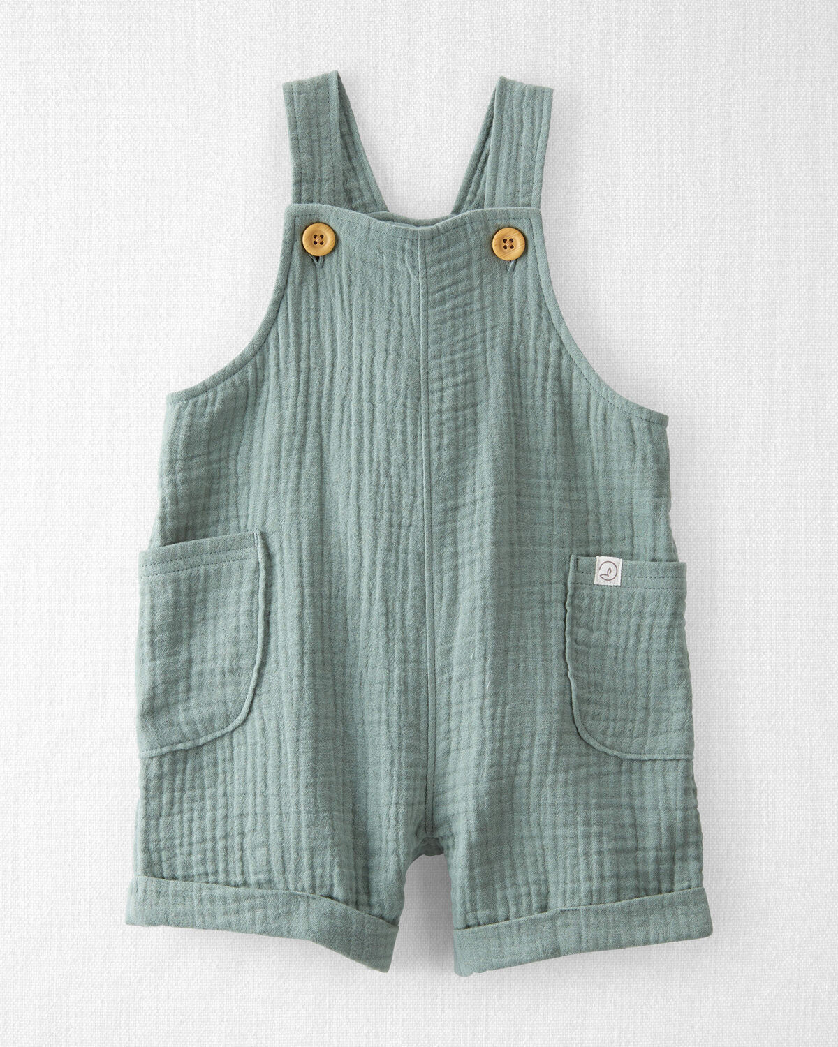 Baby Organic Cotton Gauze Shortalls in Green | Carter's