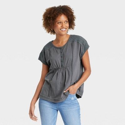 Women's Short Sleeve Henley Shirt - Knox Rose™ | Target