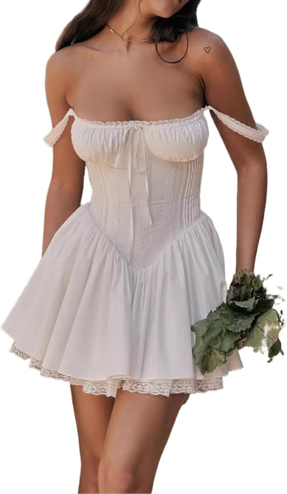 Women Y2K Fairy Puff Sleeve Dress Summer Party Vintage Corset Mini Dress Elegant Backless 2000s A... | Amazon (US)