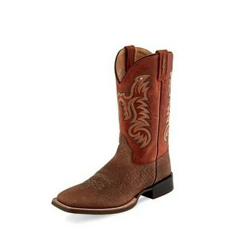 Old West Western Boots Mens Fancy Stitch Leather Lined Red BSM1838 | Walmart (US)