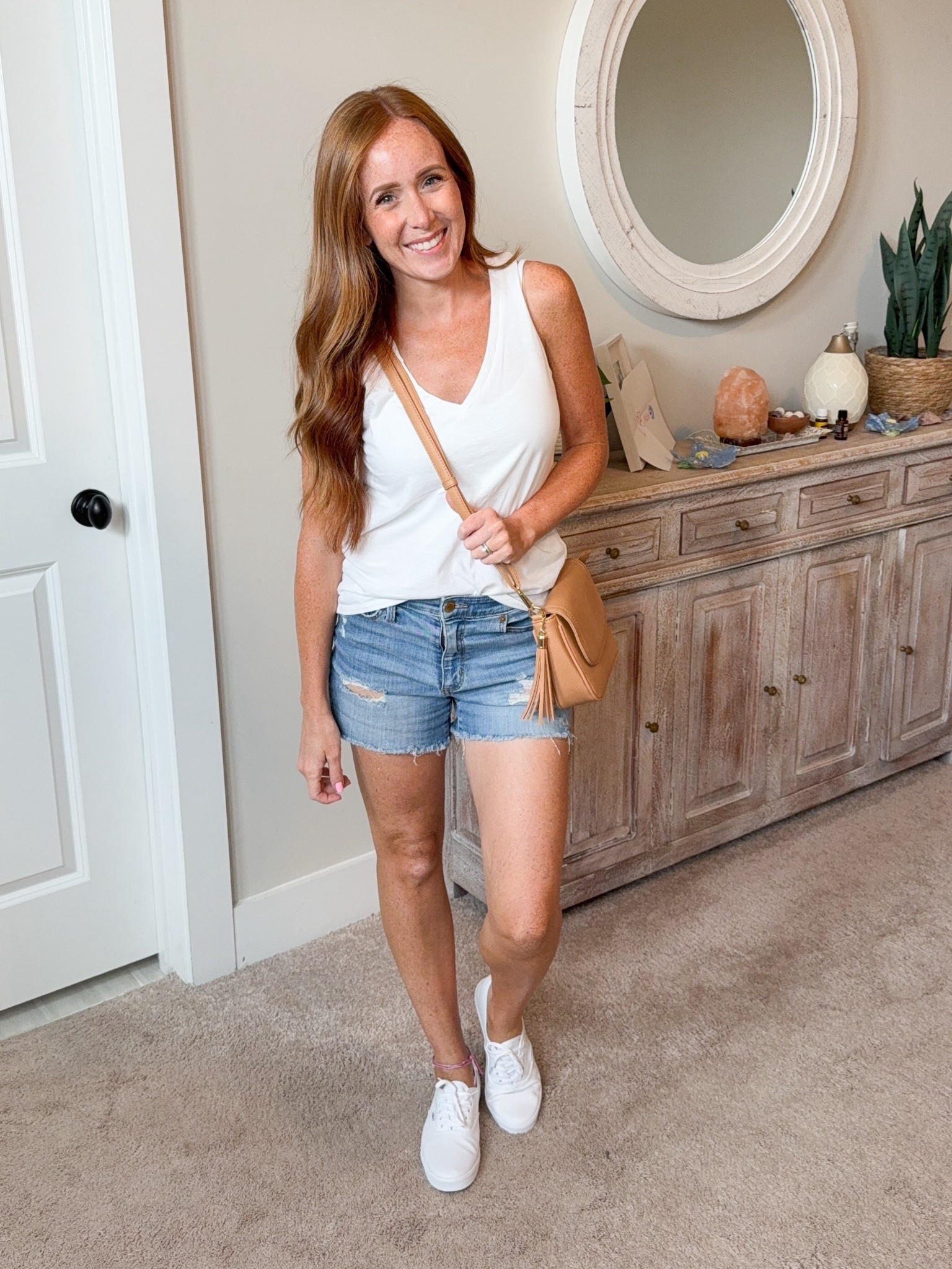 The perfect summer easy outfit, and these tanks are on major sale! They are cotton, so nice and breathable and they wash and dry beautifully! I got my normal size. I love the wide strap because I can wear a regular bra, and the Vneck is very flattering .

#LTKSaleAlert #LTKOver40 #LTKStyleTip