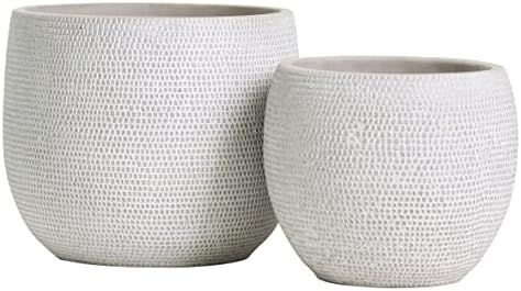 Barcelona Ceramic Plant Pot Set 2 - White Flower Pots - Indoor & Outdoor Planters (White) | Amazon (US)
