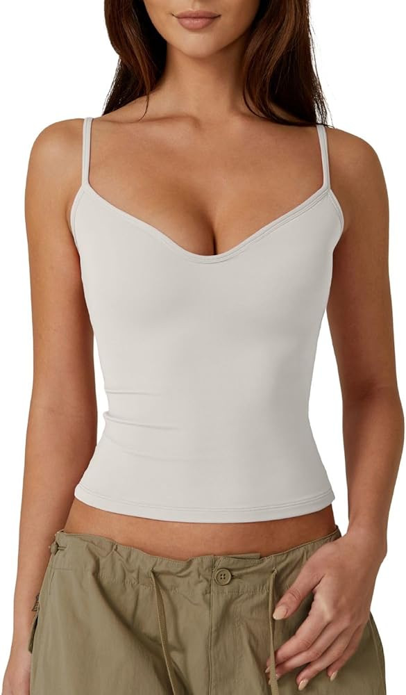 QINSEN Sexy Womens Sweetheart Neck Sleeveless Tank Spaghetti Strap Slim Fit Crop Tops | Amazon (US)