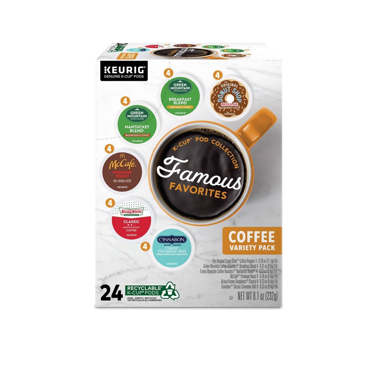 Keurig Famous Favorites Keurig K-Cup Pod Collection Medium Roast Coffee - 24ct | Target