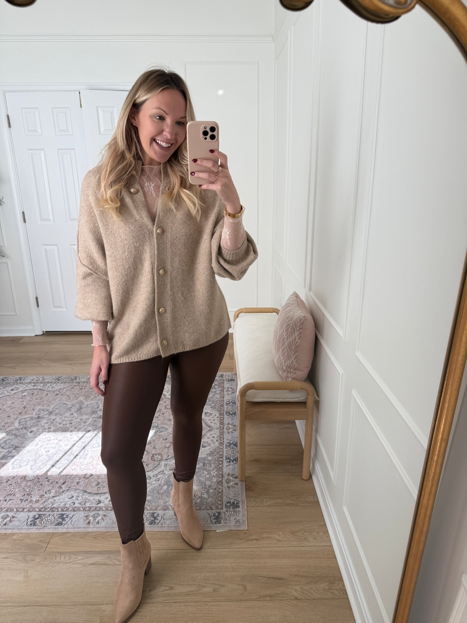 My favorite faux leather leggings! Love pairing with an oversized cardigann

#LTKHoliday #LTKMidsize #LTKSeasonal