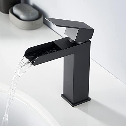 Lairuier Bathroom Sink Faucet Lead-Free Black Bathroom Faucets Single Hole Waterfall Lavatory Bas... | Amazon (CA)
