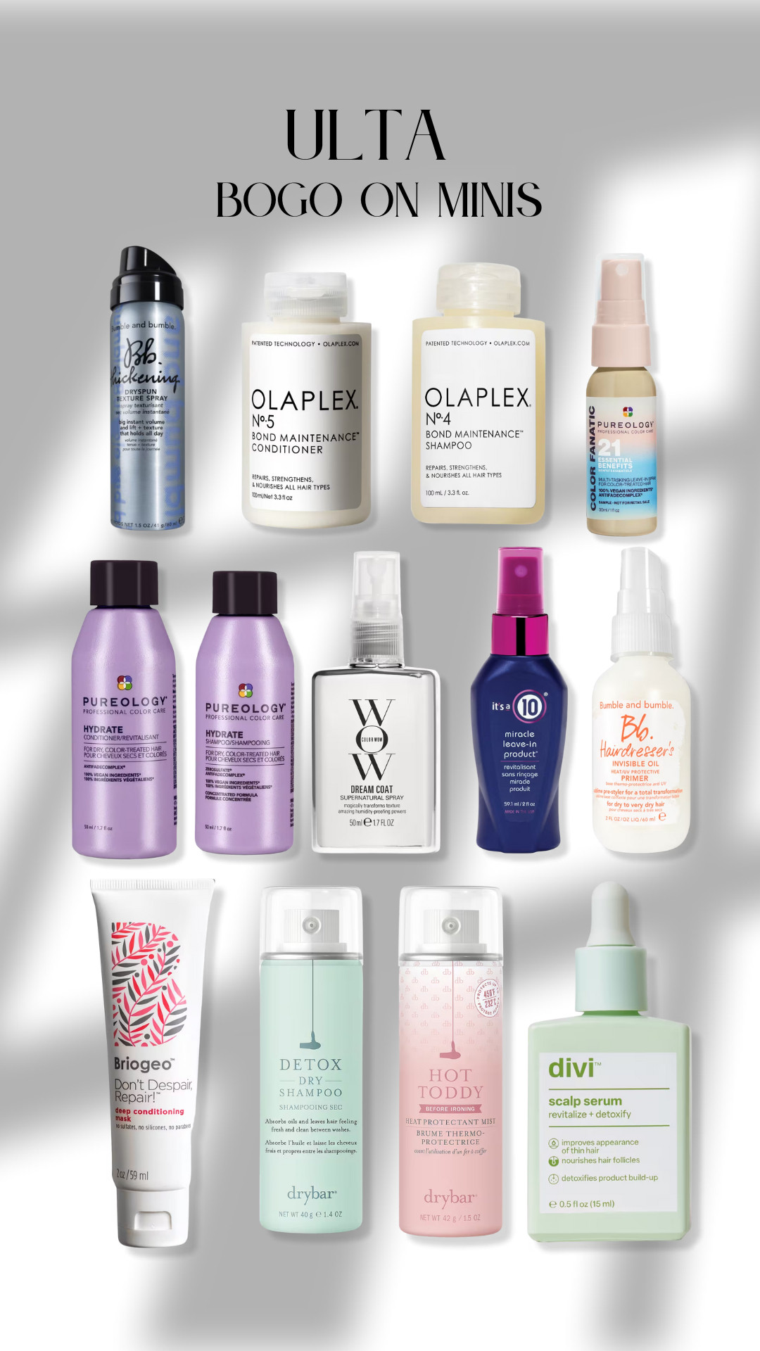 Buy one get one free on select minis at Ulta! These are some of my favorite hair products! 

 #LTKBeauty
