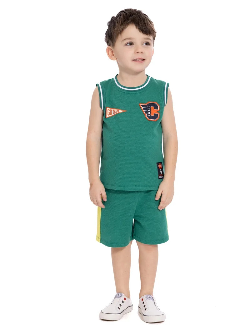 Wonder Nation Toddler Boys Sleeveless Basketball Jersey and Shorts Set, 2-Piece, Sizes 12M-5T | Walmart (US)