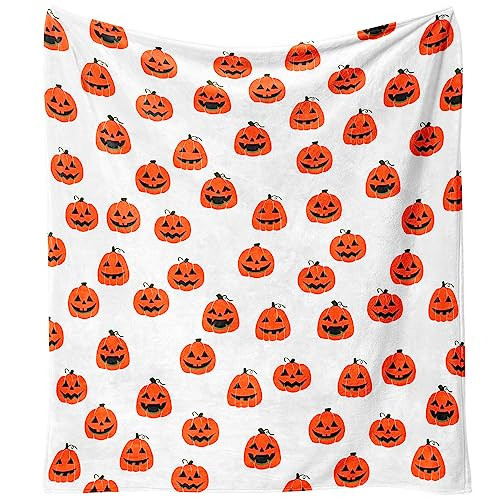 Yiyhuxf Halloween Pumpkin Face Blanket - Orange Flannel Fleece Throw for Home, Living Room, Bed, Chair Decor - 60"x50" | Amazon (US)
