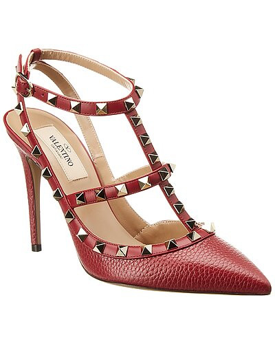 Valentino Rockstud Caged 100 Grainy Leather Pump | Gilt