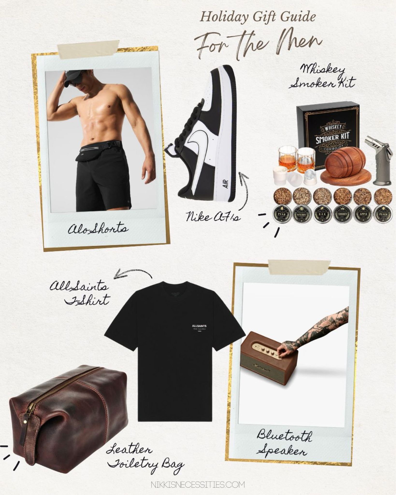 Gifts for men 
Gift guide 
Gifts for him 
All saints tshirt 
Revolve finds
Nike Air Force 1 
Toilette bag 
Speaker 
Amazon finds 
Alo men 
Men’d shorts 
Workout shorts 
Whiskey smoking kit 
Gift guides 
Holiday gift guide 

#LTKMens #LTKHoliday #LTKGiftGuide