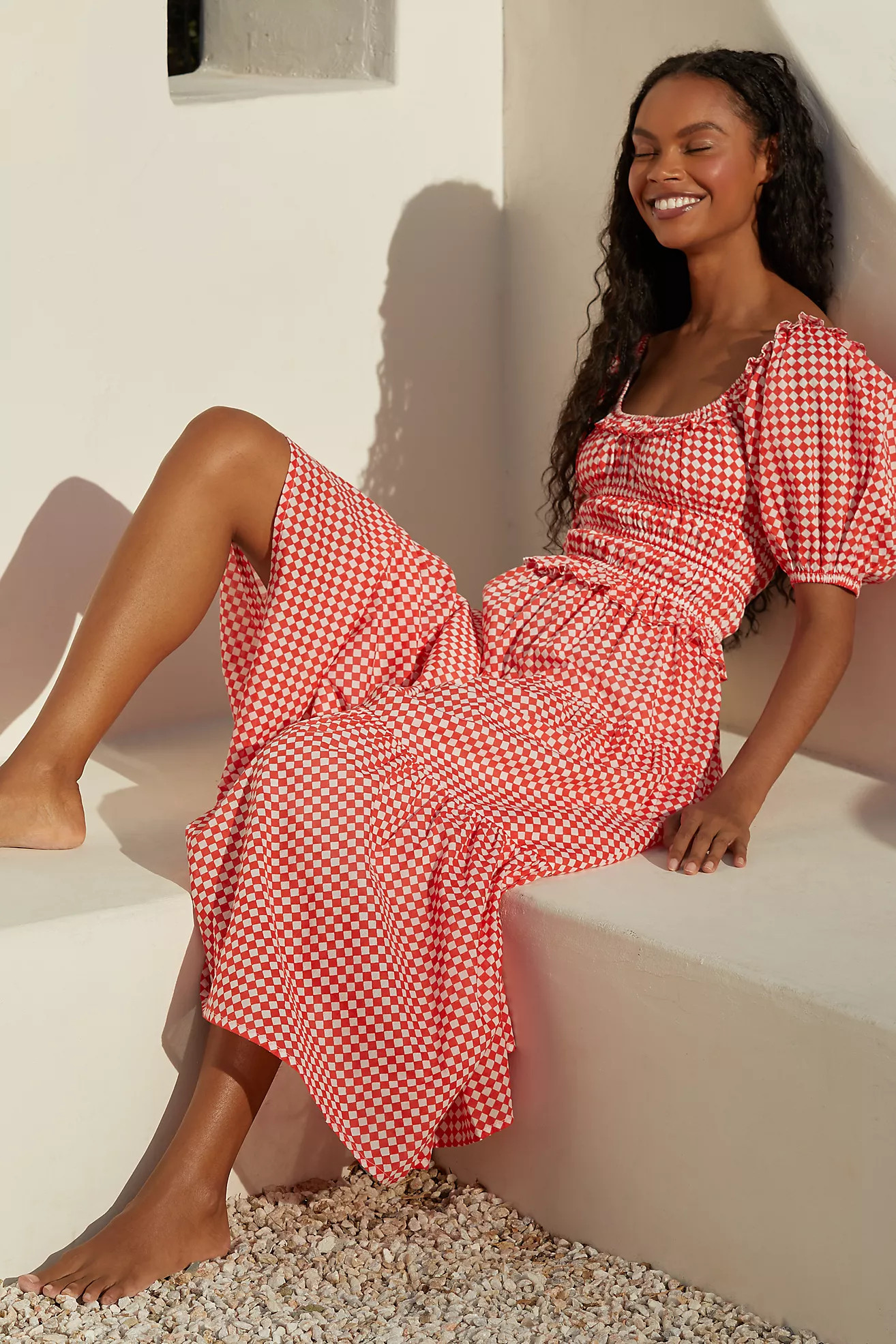 Ro's Garden Percy Puff-Sleeve Midi Dress | Anthropologie (US)