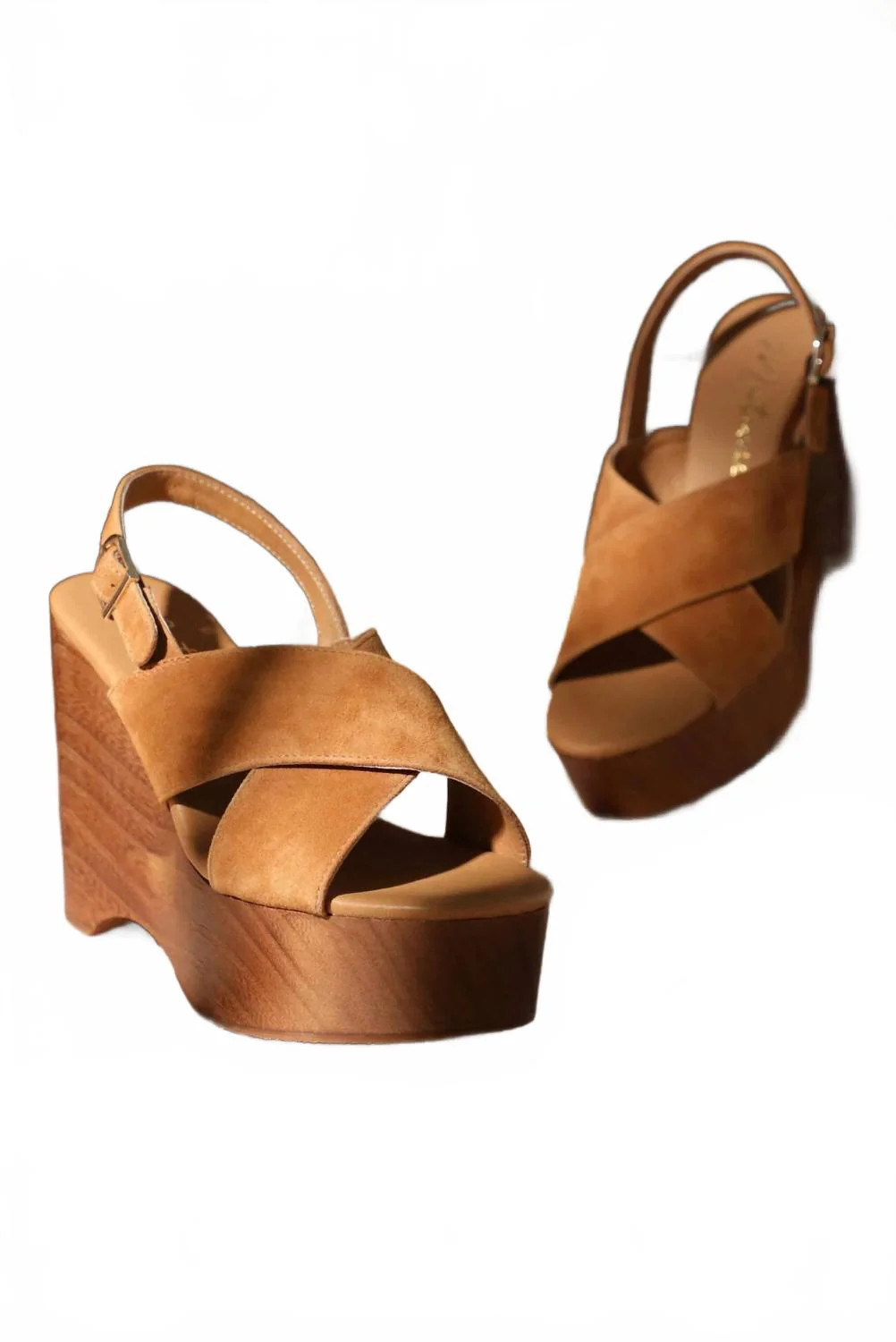 Women's Fox Wood Bottom Platform Wedges In Tan | Shop Simon