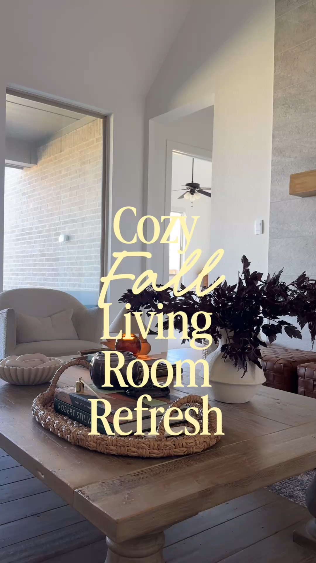 A few cozy fall touches completely changed the feel of our living room. I kept this fall living room refresh warm and neutral with deep plum fall stems, a textured vase, woven coffee table tray, cozy brown throw, amber glass lamp and candlelight for an easy layered look that still works with our everyday neutral home decor. If you’re looking for fall living room decor, neutral fall decor ideas, coffee table styling ideas, cozy living room inspiration, fall stems, decorative trays, accent lighting or simple ways to transition your home for fall, I linked the pieces I used along with similar home finds. I love that the warm brown, burgundy and amber tones add just enough fall color without making the room feel overly seasonal.

#LTKHome #LTKSeasonal #LTKSaleAlert