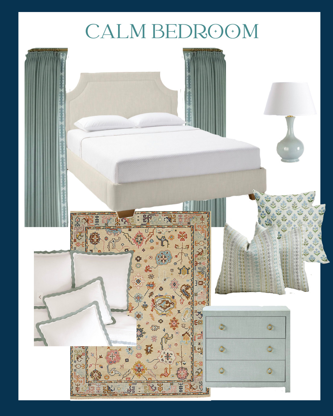 Spa blue is the perfect calming color for a bedroom - ground the room with a  beautiful rug and let the rest fall into place 

 #LTKselfcare #LTKHome
