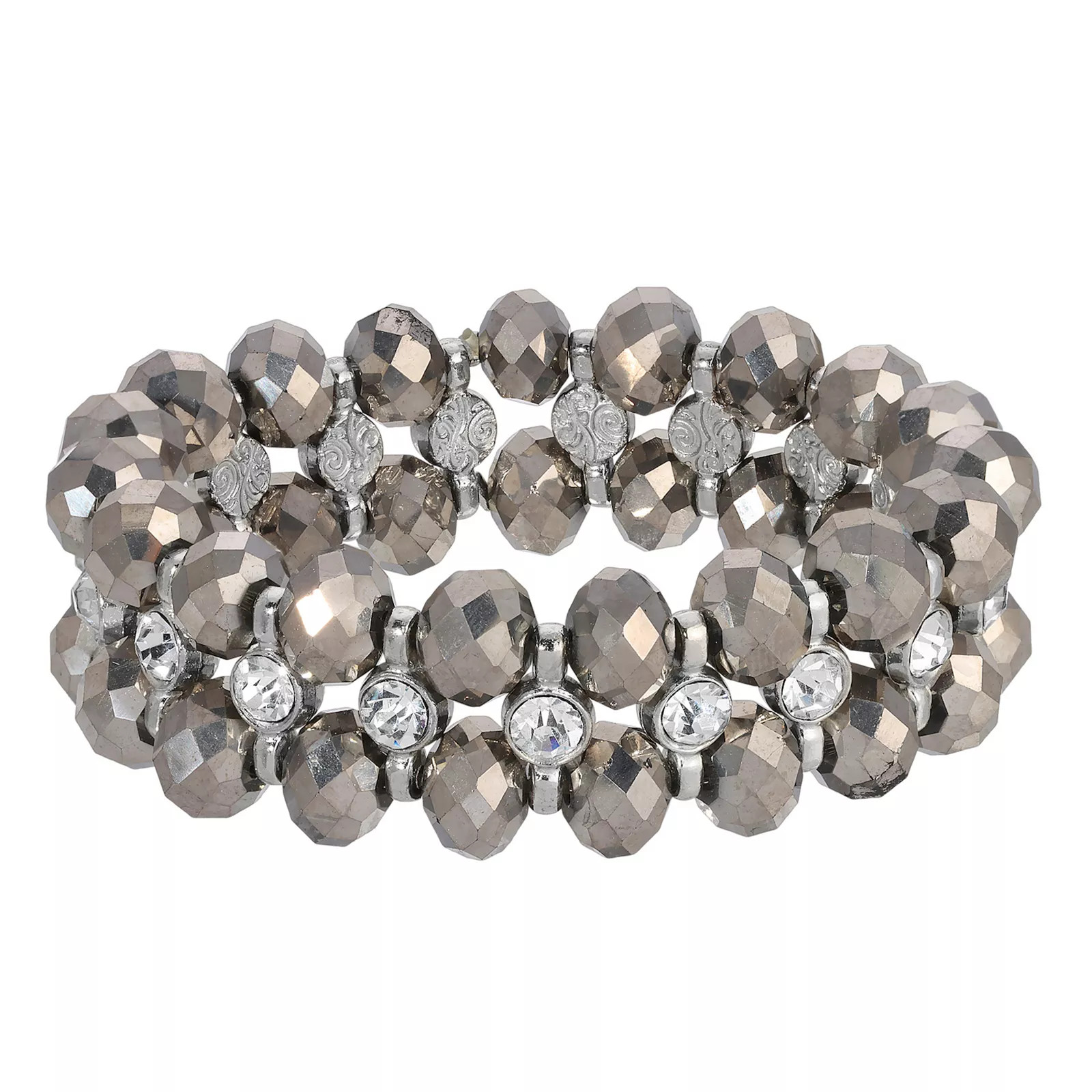 1928 Silver Tone Hematite Crystal Stretch Bracelet, Women's, Gray | Kohl's
