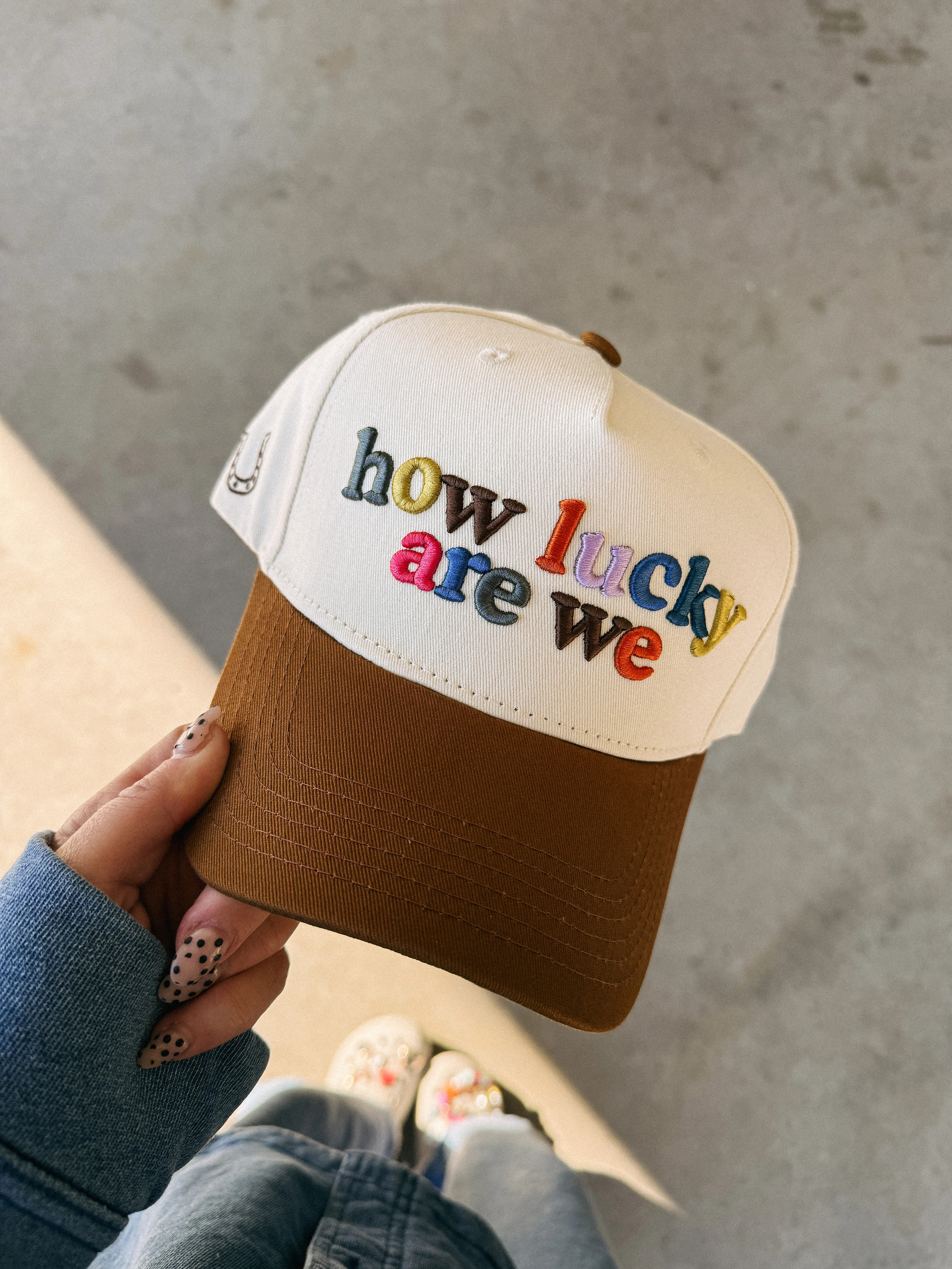 ETTA OG | how lucky are we trucker hat - brown / multi | Etta+East
