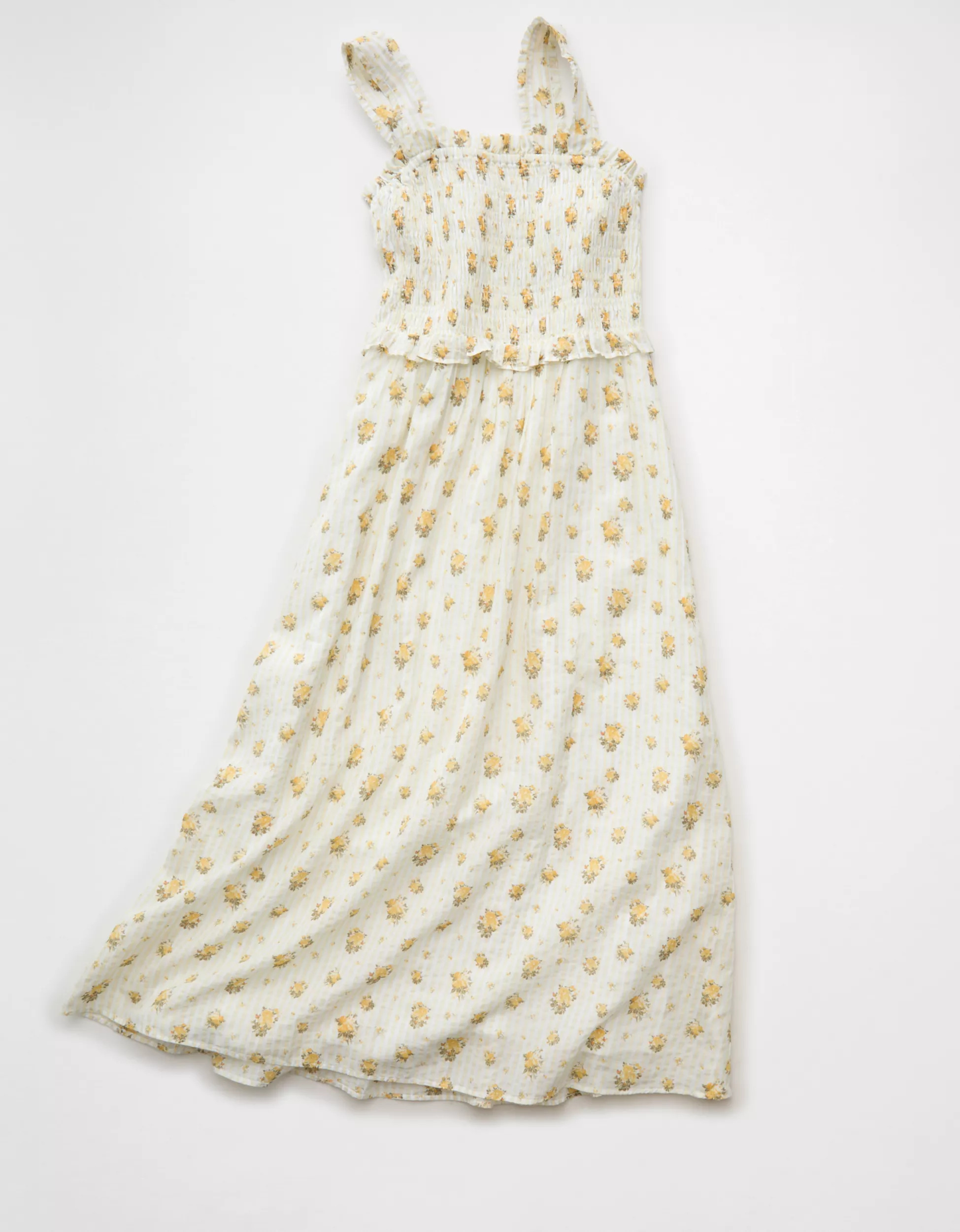 AE Back Bow Smocked Midi Dress | American Eagle Outfitters (US & CA)