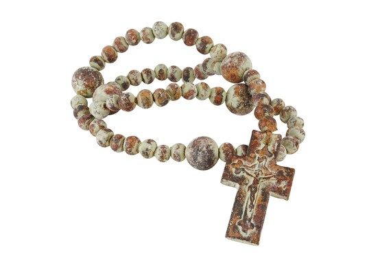 Trinity Clay Rosary-Beads-Mexican Folk Art-Handmade-Hand Painted-33 inches-Cross-Crosses-Medium-T... | Etsy (US)