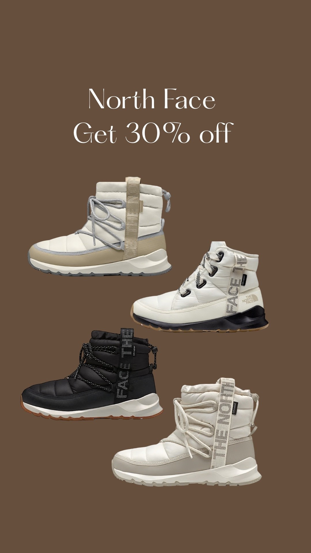 GET 30% off North Face 
Boots, jackets, hats 

#LTKFindsUnder100 #LTKGiftGuide #LTKCyberWeek