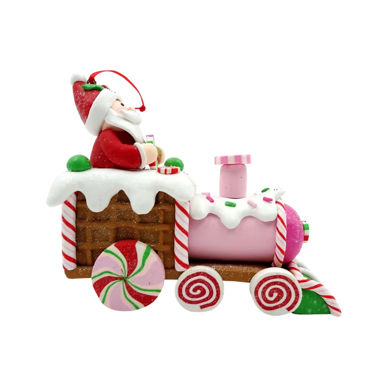 Multicolor Clay Dough Gingerbread Santa on Train Christmas Ornament, 5.1", by Holiday Time | Walmart (US)