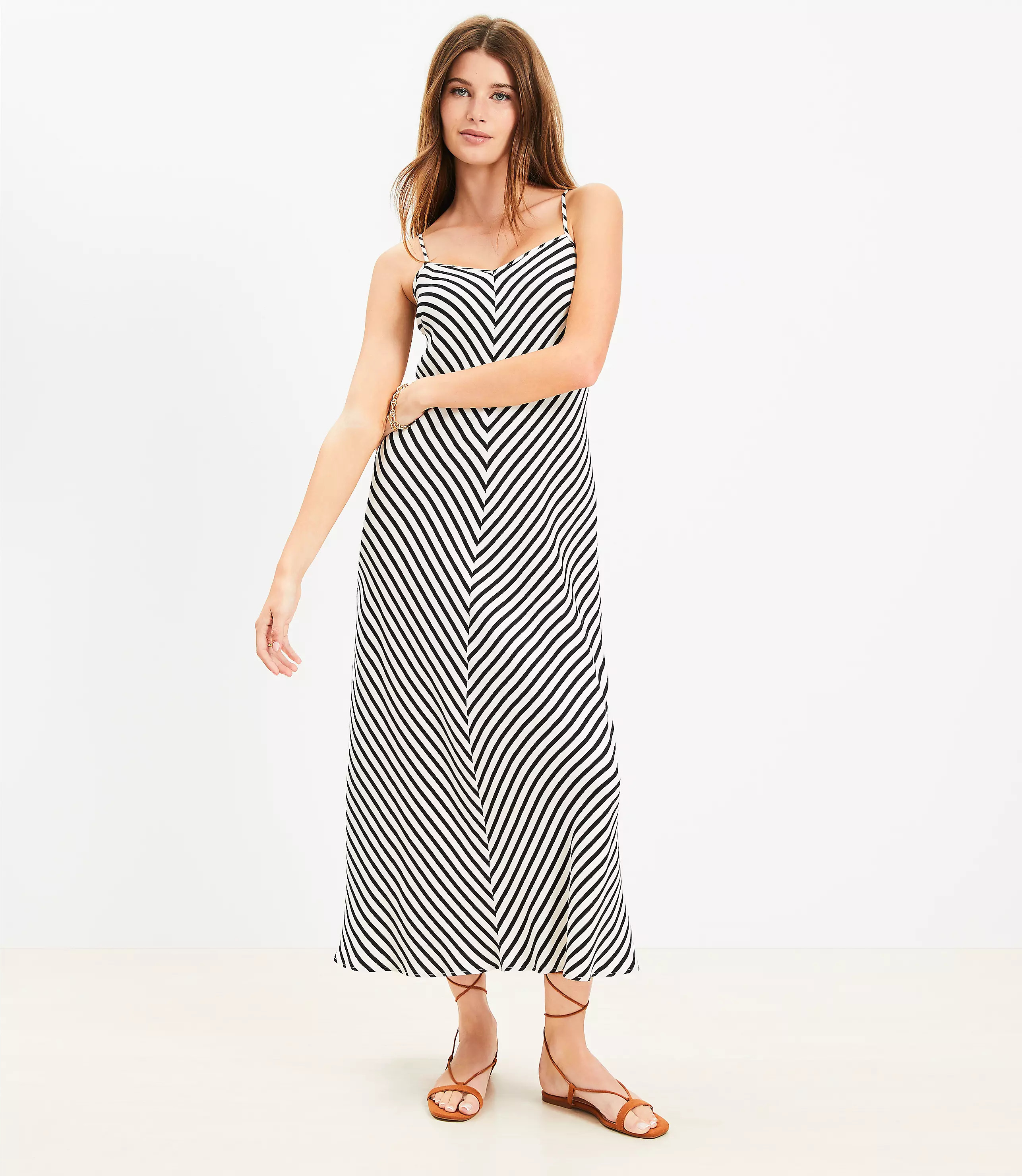Striped Tie Back Bias Maxi Dress | LOFT