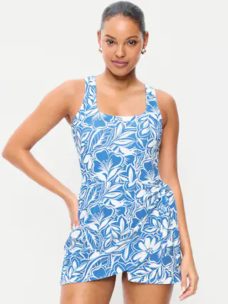 Pique Side-Tie Swim Dress | Old Navy (US)