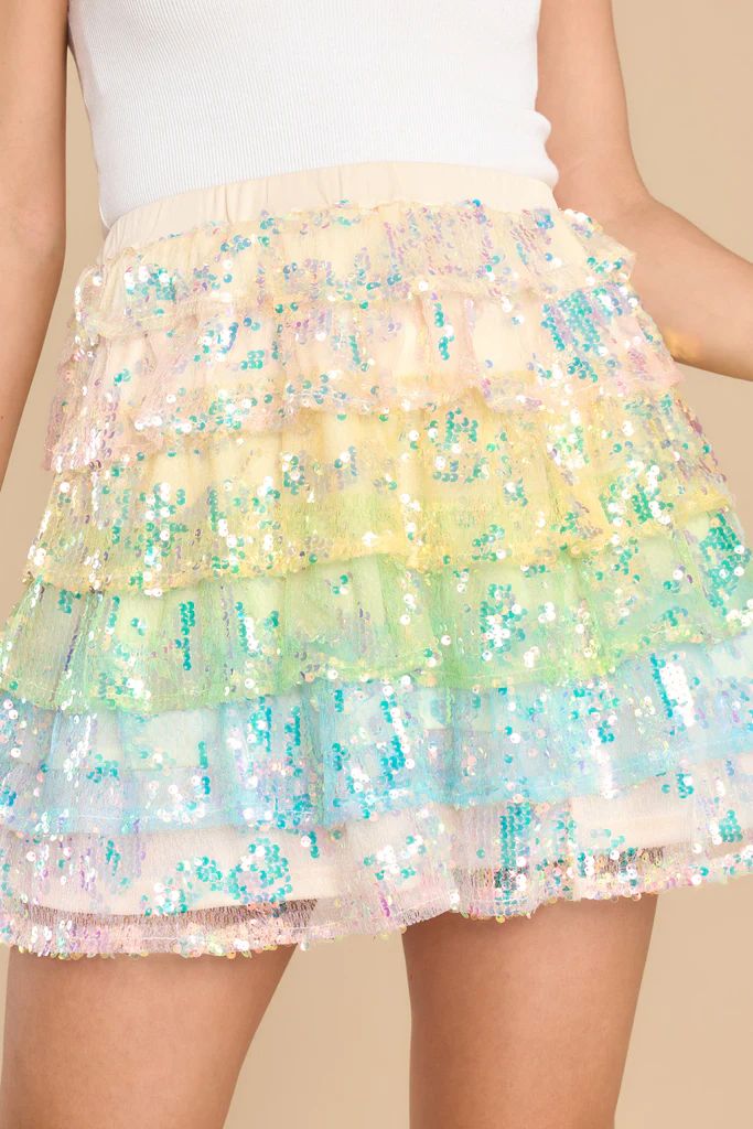 Living In A Fairytale Rainbow Sequin Skirt | Red Dress 