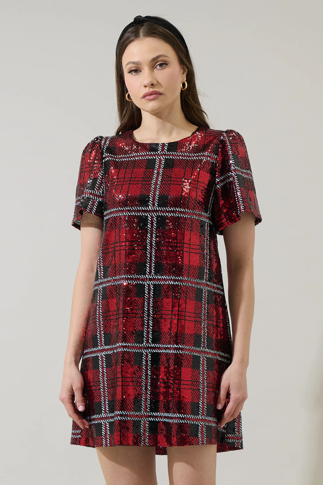 Fedra Sequin Plaid Mini Dress | Sugarlips