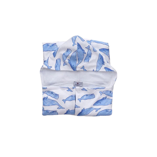 Oversized Hooded Towel-Watercolor Whales | NANTUCKET KIDS