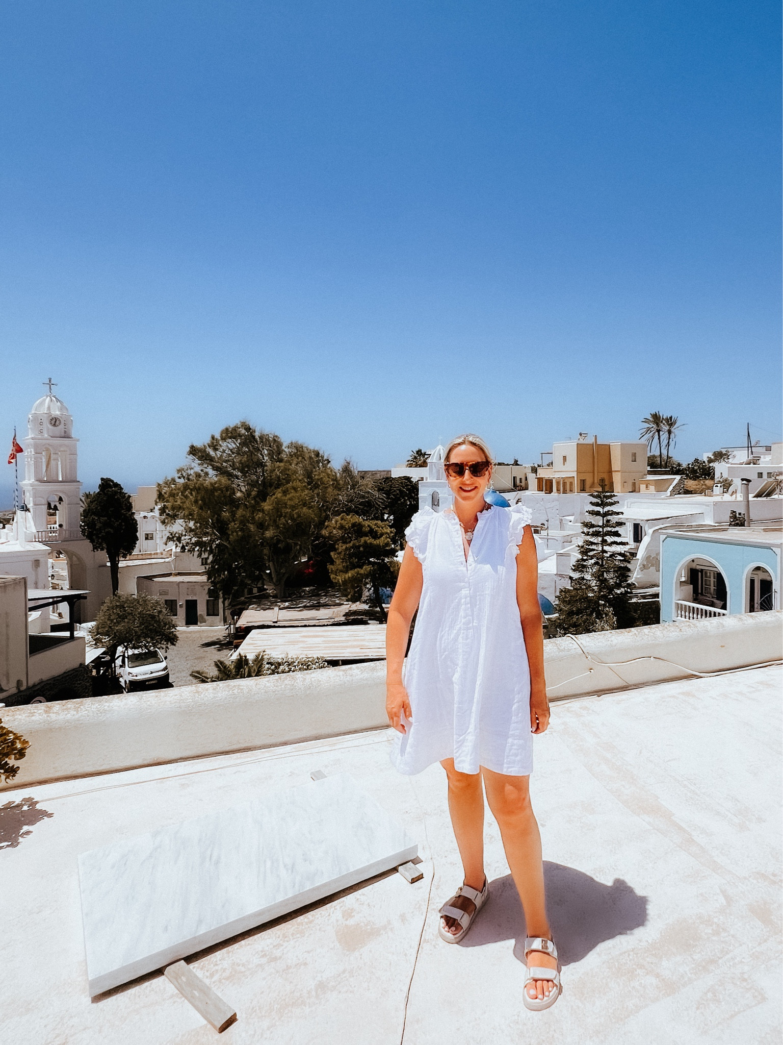 White Dress

Cheesecloth white dress from ME + EM. Ruffle sleeves, very light weight. Also comes with a belt. Sized down to a 6. 

Travel dress
Europe travel
Greece travel

Steve Madden sandals - great for walking



#LTKTravel #LTKOver40 #LTKStyleTip