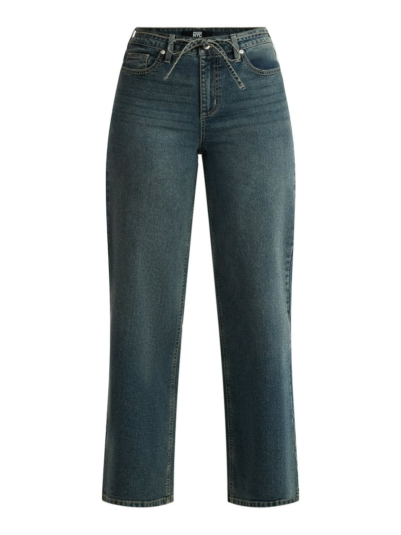 Madden NYC Women's Tie Belt Jeans, 32" Inseam, Sizes 00-18 | Walmart (US)