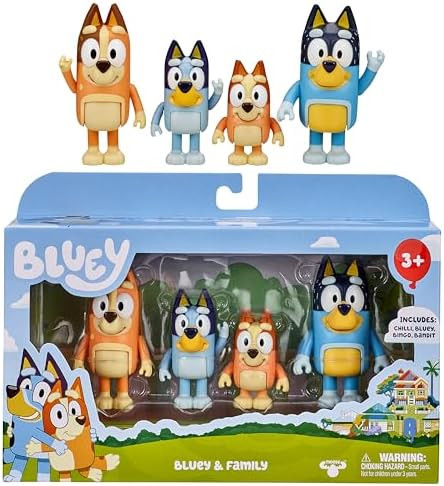 Bluey Family Figure Pack of 4, Robust Poseable Character Toys with Bingo, Chilli, and Bandit Figu... | Amazon (US)