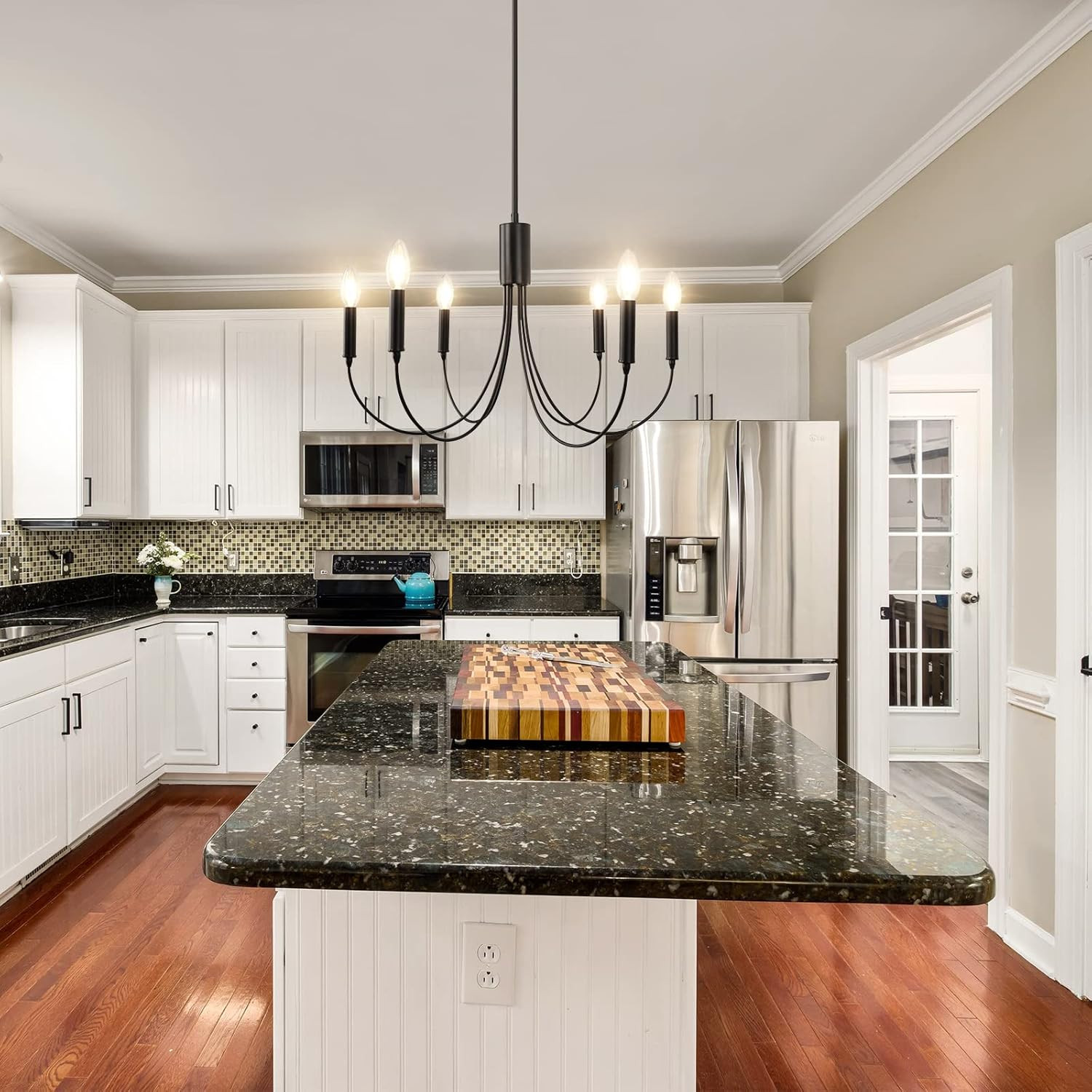 Black Chandelier, 6-Light Modern Farmhouse Chandeliers for Dining Room, Small Candle Chandelier L... | Amazon (US)