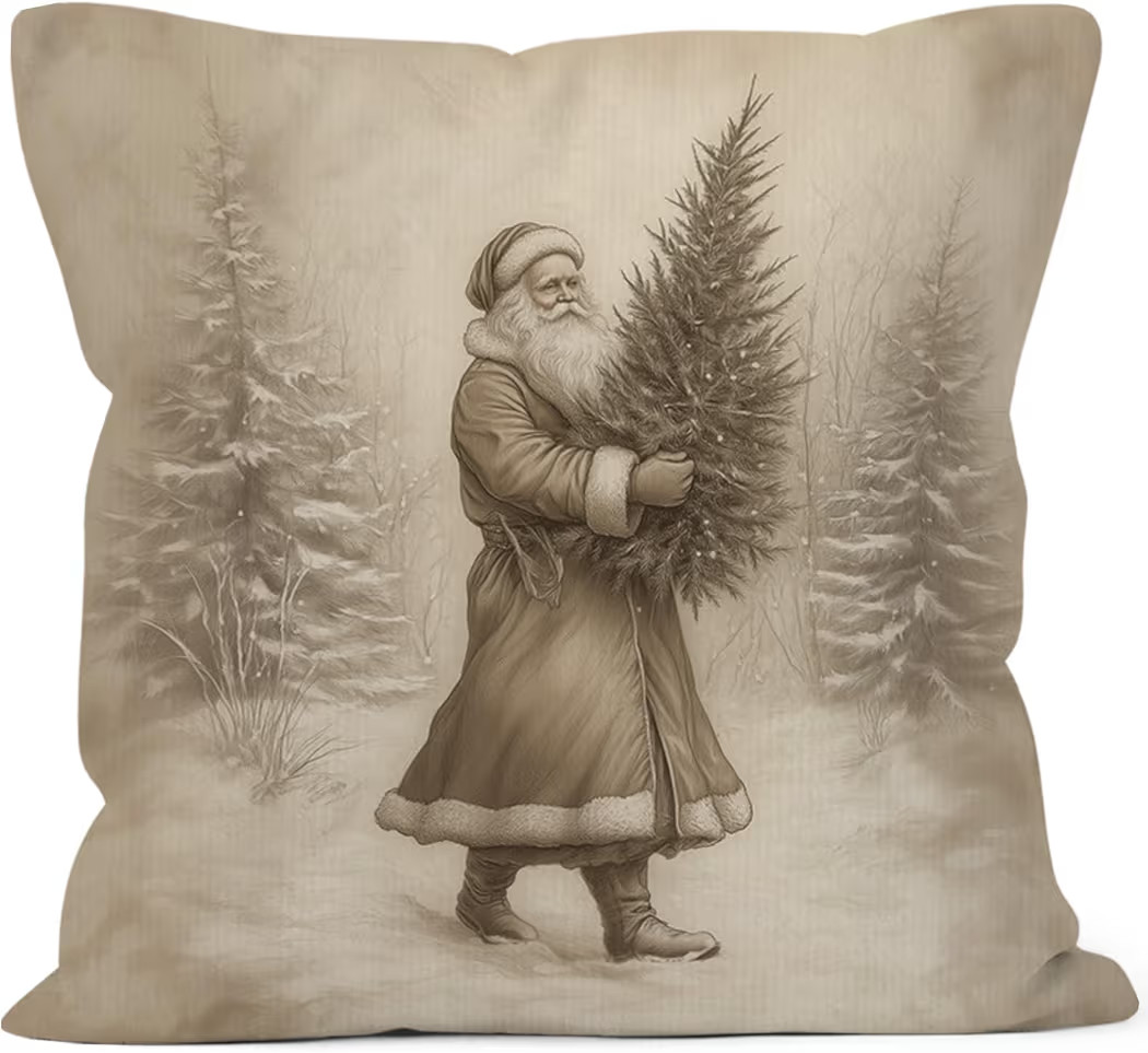 Vintage Christmas Santa Claus Throw Pillow Covers 18x18, Rustic Farmhouse Winter Decor Pillow Cas... | Amazon (US)