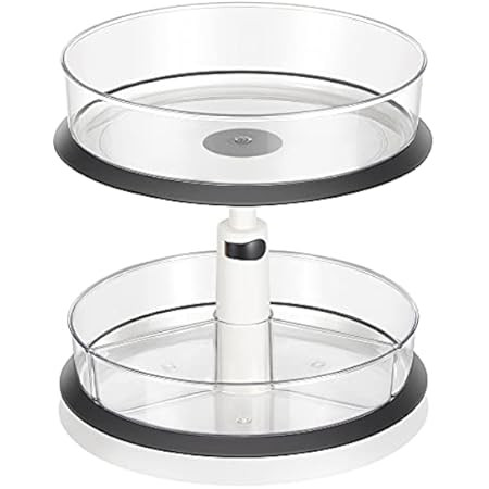 2 Tier Lazy Susan Turntable Height Adjustable Spice Rack Pantry Cabinet Organizer With Removable Rou | Amazon (US)