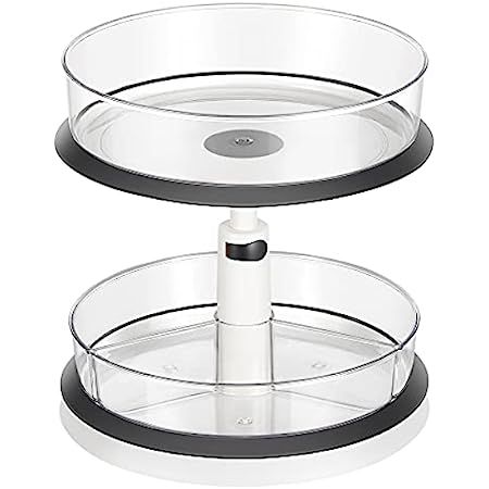 2 Tier Lazy Susan Turntable Height Adjustable Spice Rack Pantry Cabinet Organizer With Removable Rou | Amazon (US)