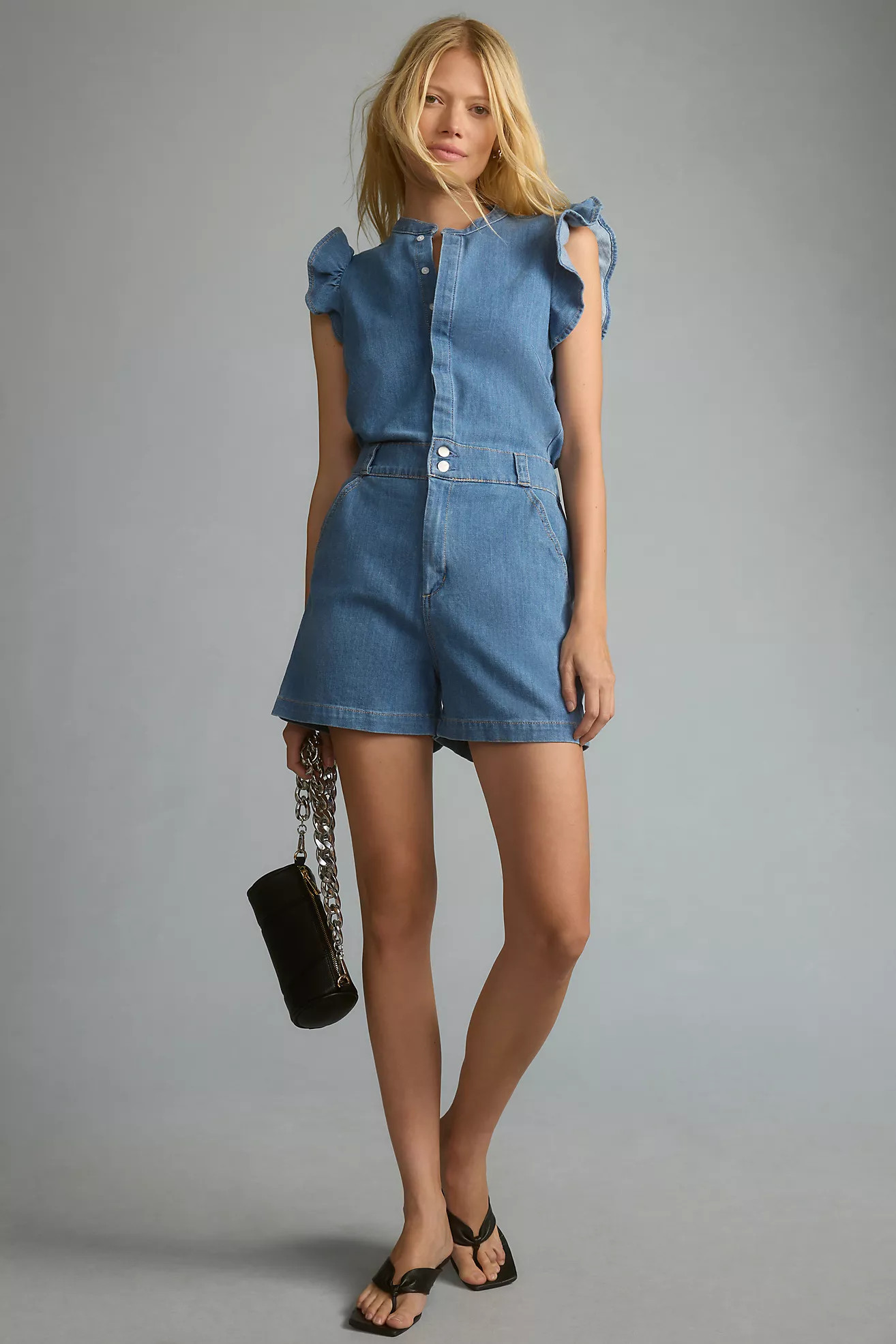 Joe's Jeans The Emilia Ruffle-Sleeve Denim Romper | Anthropologie (US)