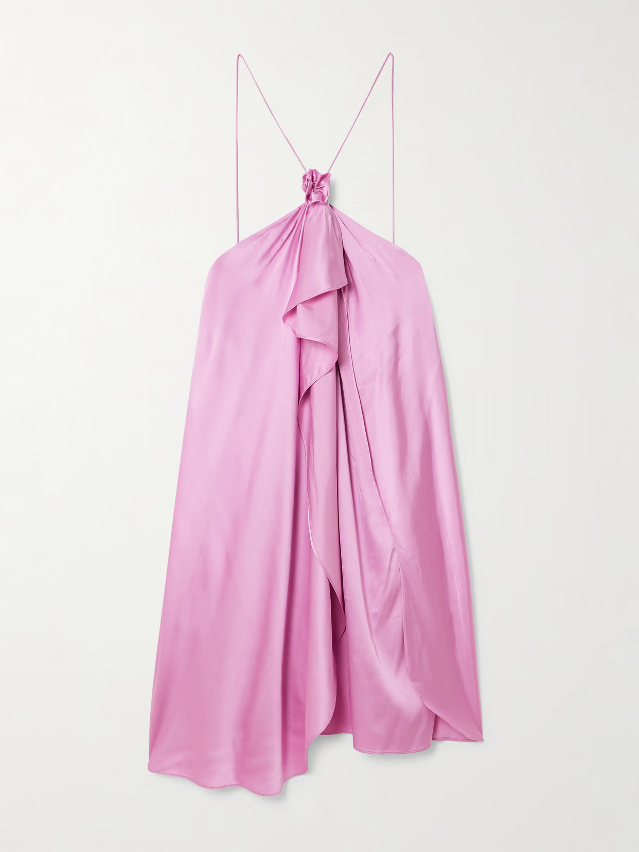 Acne Studios - Gathered Draped Stretch-satin Mini Dress - Pink | NET-A-PORTER (US)