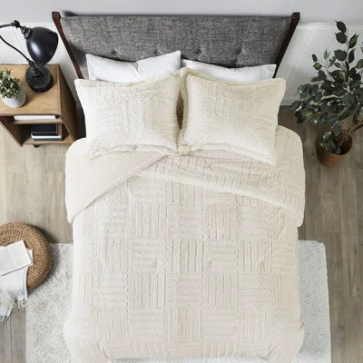 Checkerboard Faux Fur Comforter Mini For A Relaxing Night Warm With Pattern Cozy Rest | Wayfair North America